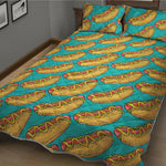 Drawing Hot Dog Pattern Print Quilt Bed Set