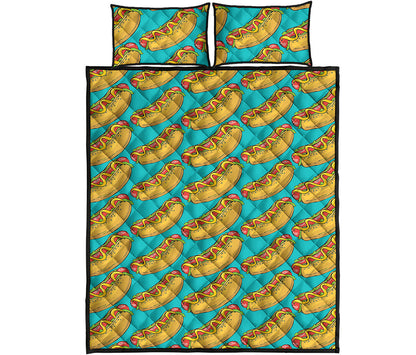 Drawing Hot Dog Pattern Print Quilt Bed Set