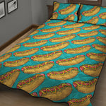 Drawing Hot Dog Pattern Print Quilt Bed Set