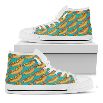 Drawing Hot Dog Pattern Print White High Top Shoes