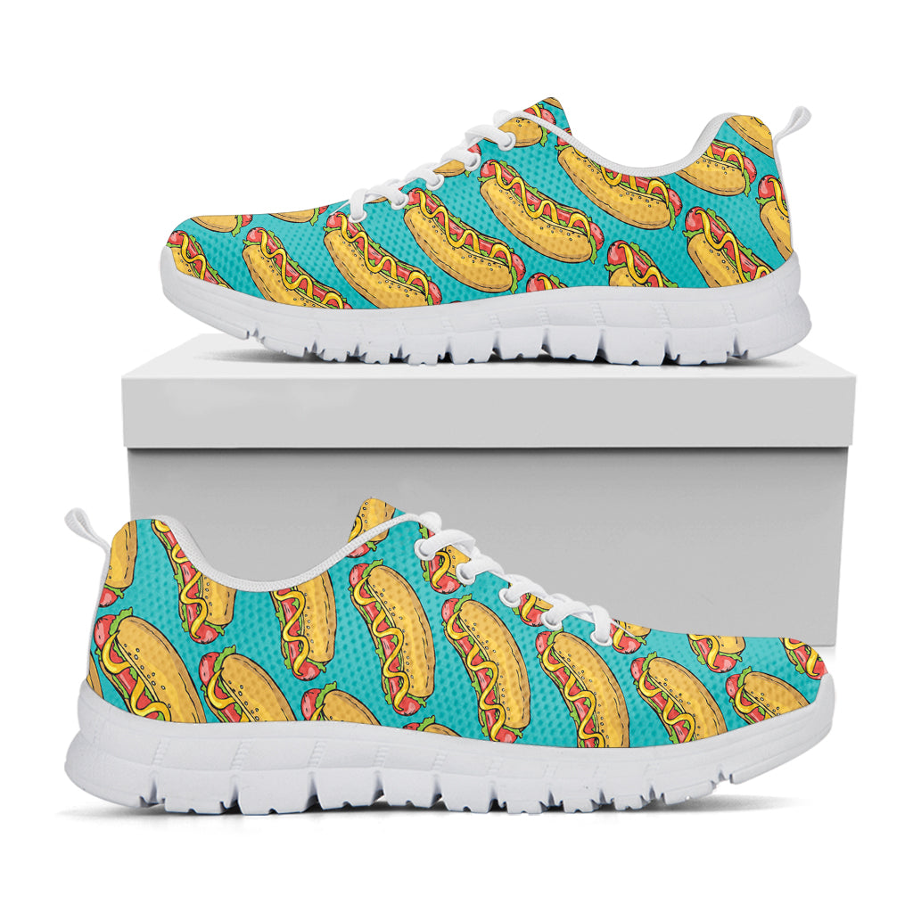 Drawing Hot Dog Pattern Print White Sneakers