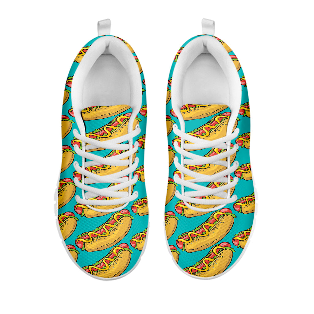 Drawing Hot Dog Pattern Print White Sneakers