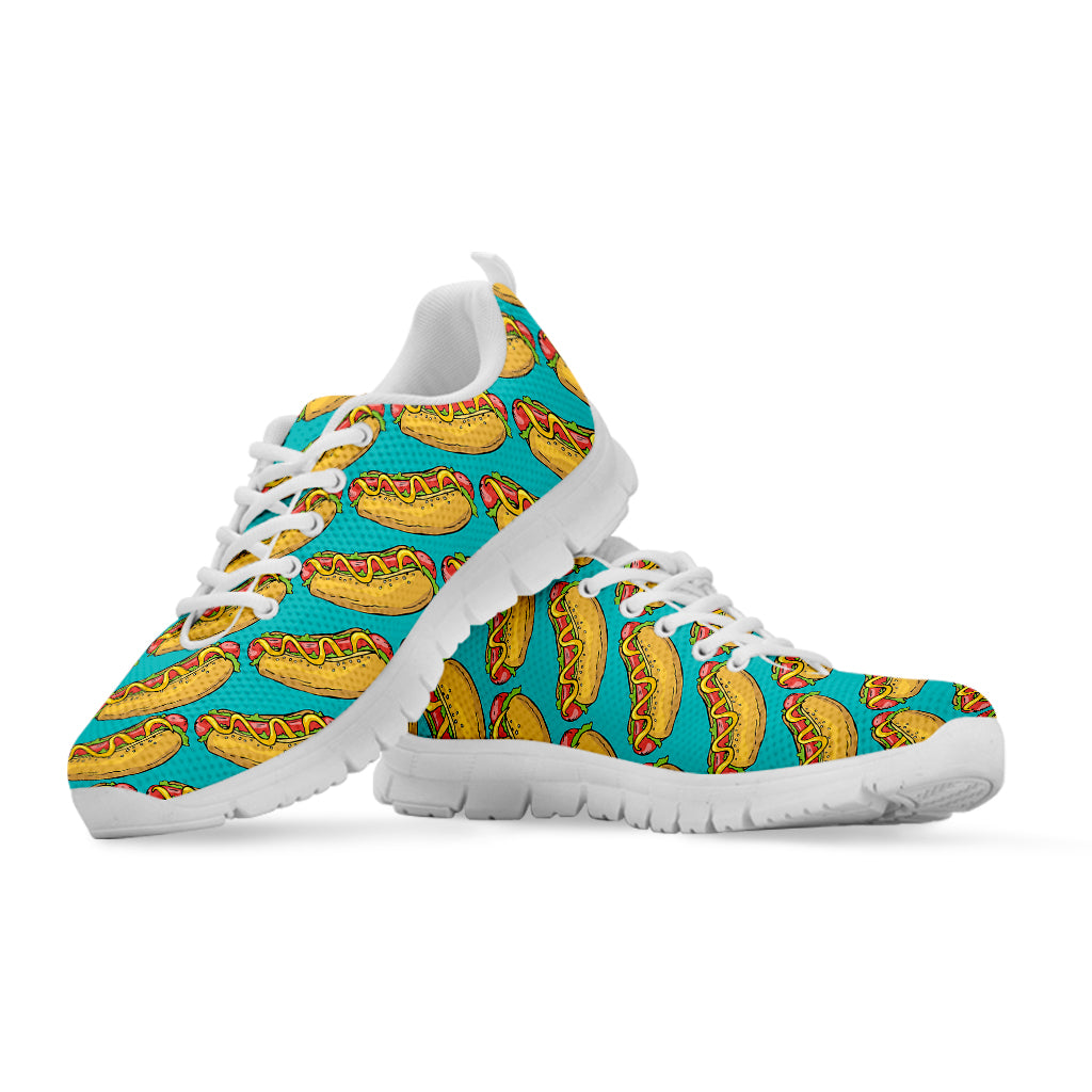 Drawing Hot Dog Pattern Print White Sneakers