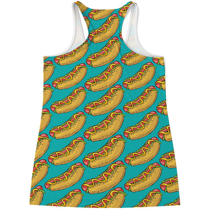 Drawing Hot Dog Pattern Print Women's Racerback Tank Top