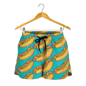 Drawing Hot Dog Pattern Print Women's Shorts