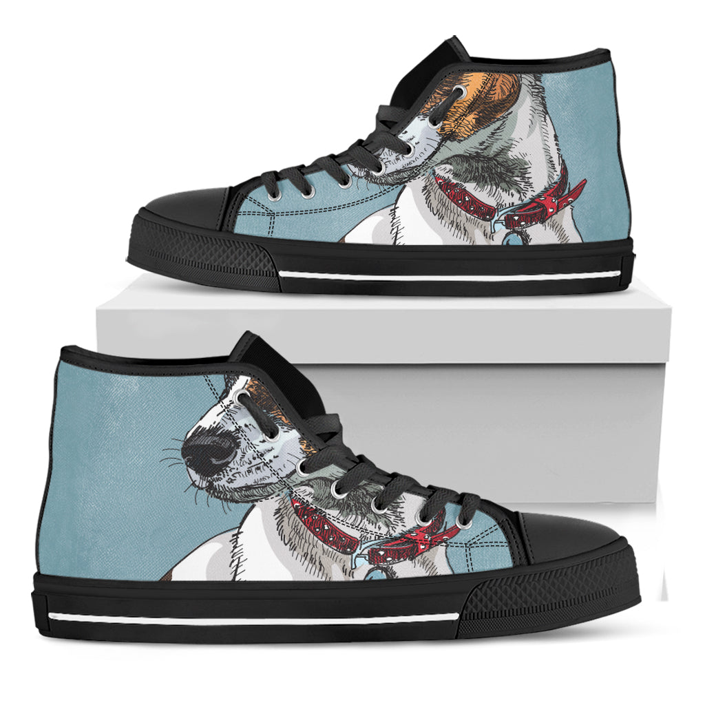 Drawing Jack Russell Terrier Print Black High Top Shoes
