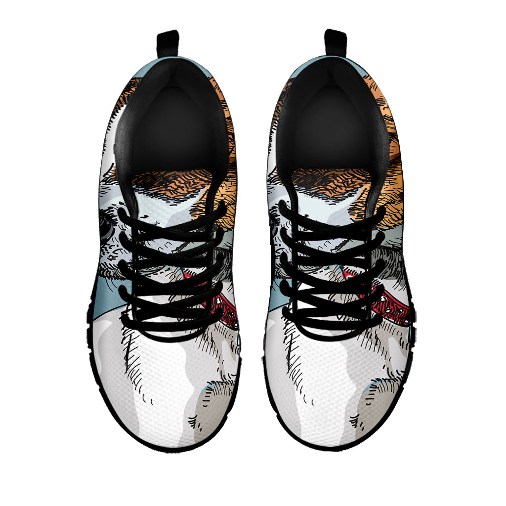 Drawing Jack Russell Terrier Print Black Sneakers