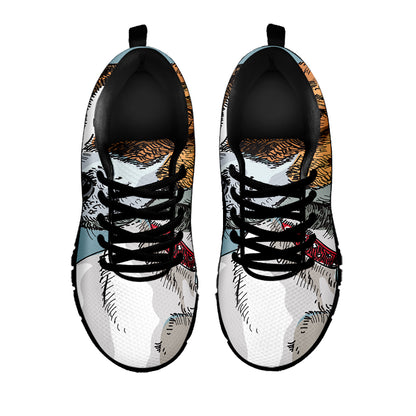 Drawing Jack Russell Terrier Print Black Sneakers
