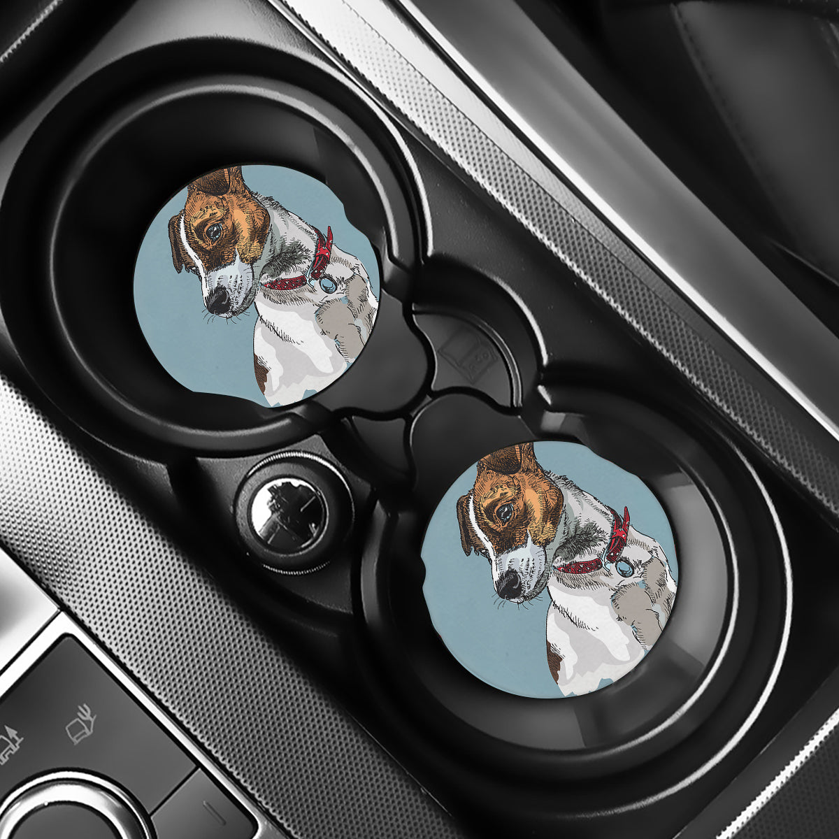 Drawing Jack Russell Terrier Print Car Coasters