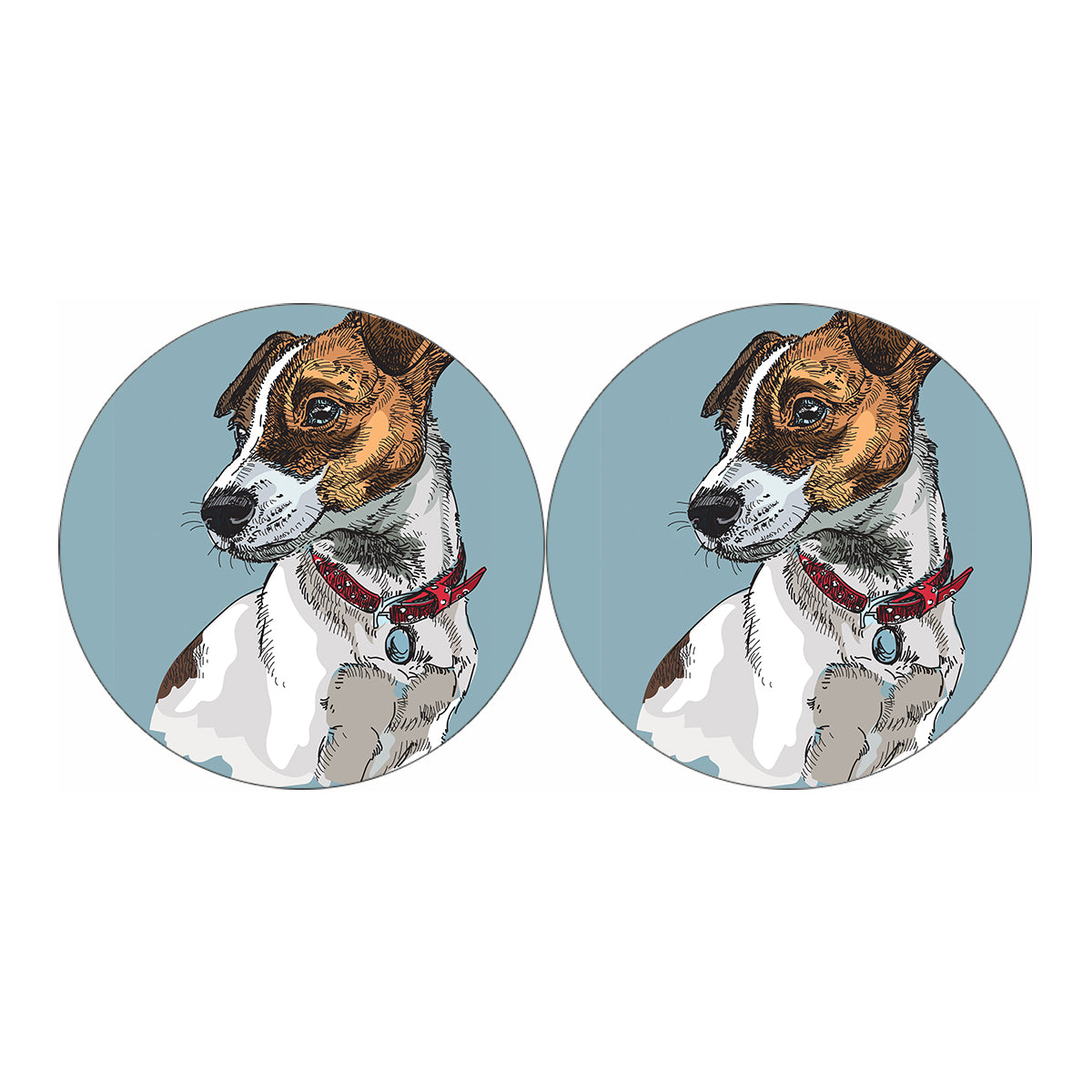 Drawing Jack Russell Terrier Print Car Coasters