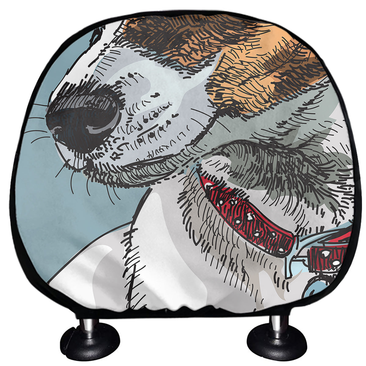 Drawing Jack Russell Terrier Print Car Headrest Covers