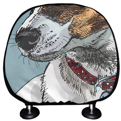 Drawing Jack Russell Terrier Print Car Headrest Covers