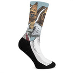 Drawing Jack Russell Terrier Print Crew Socks