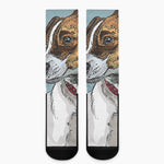 Drawing Jack Russell Terrier Print Crew Socks
