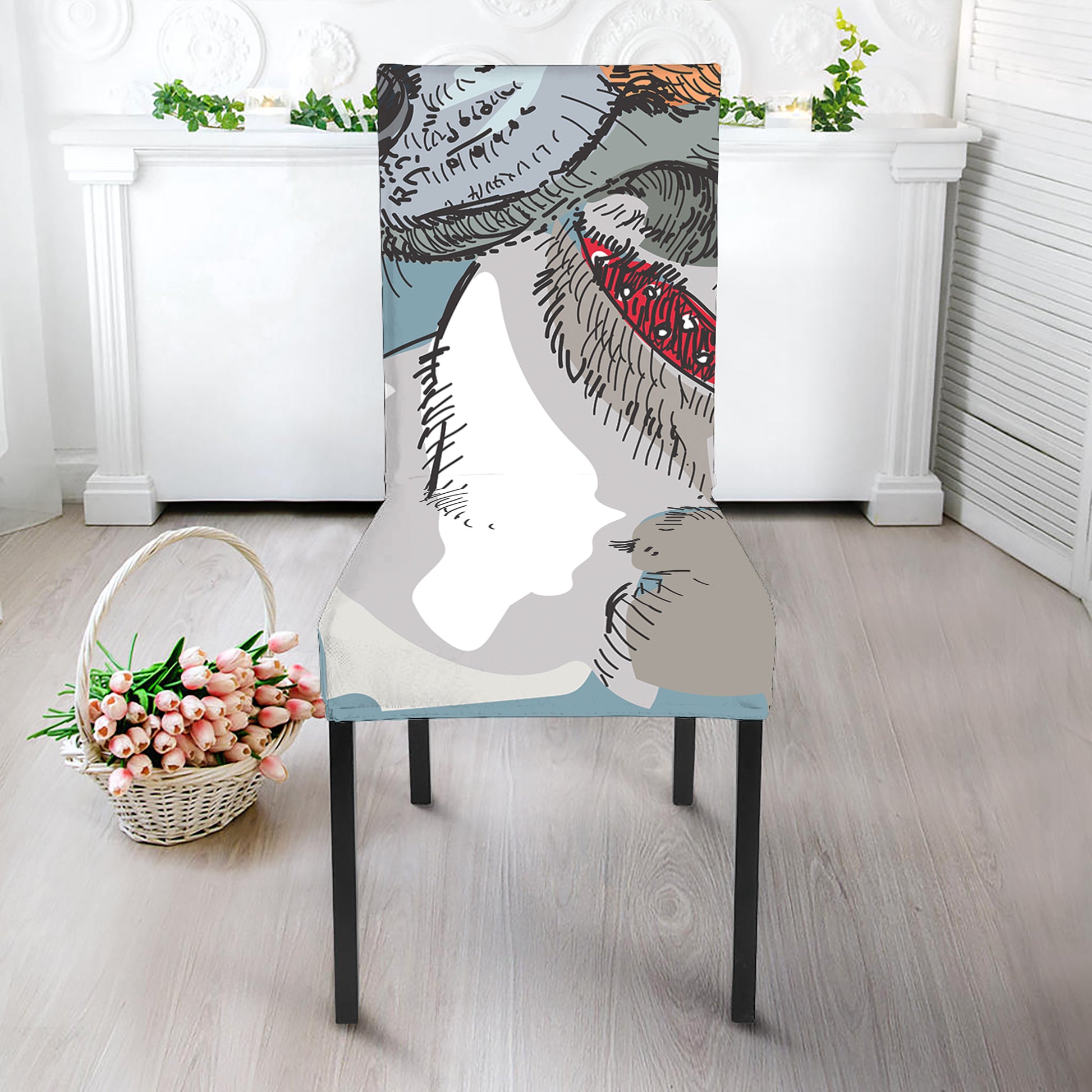 Drawing Jack Russell Terrier Print Dining Chair Slipcover