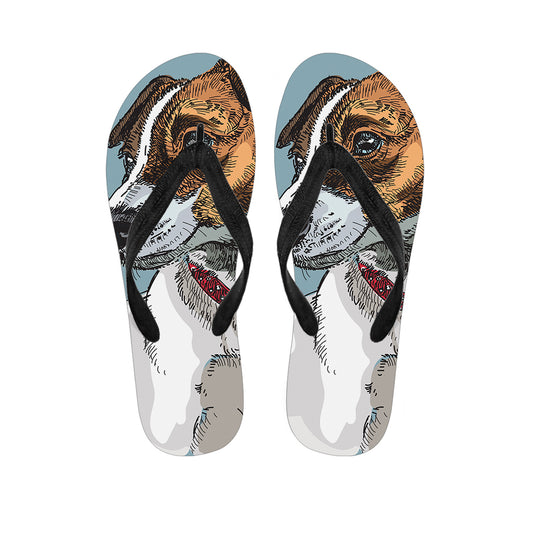 Drawing Jack Russell Terrier Print Flip Flops