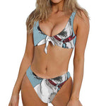 Drawing Jack Russell Terrier Print Front Bow Tie Bikini