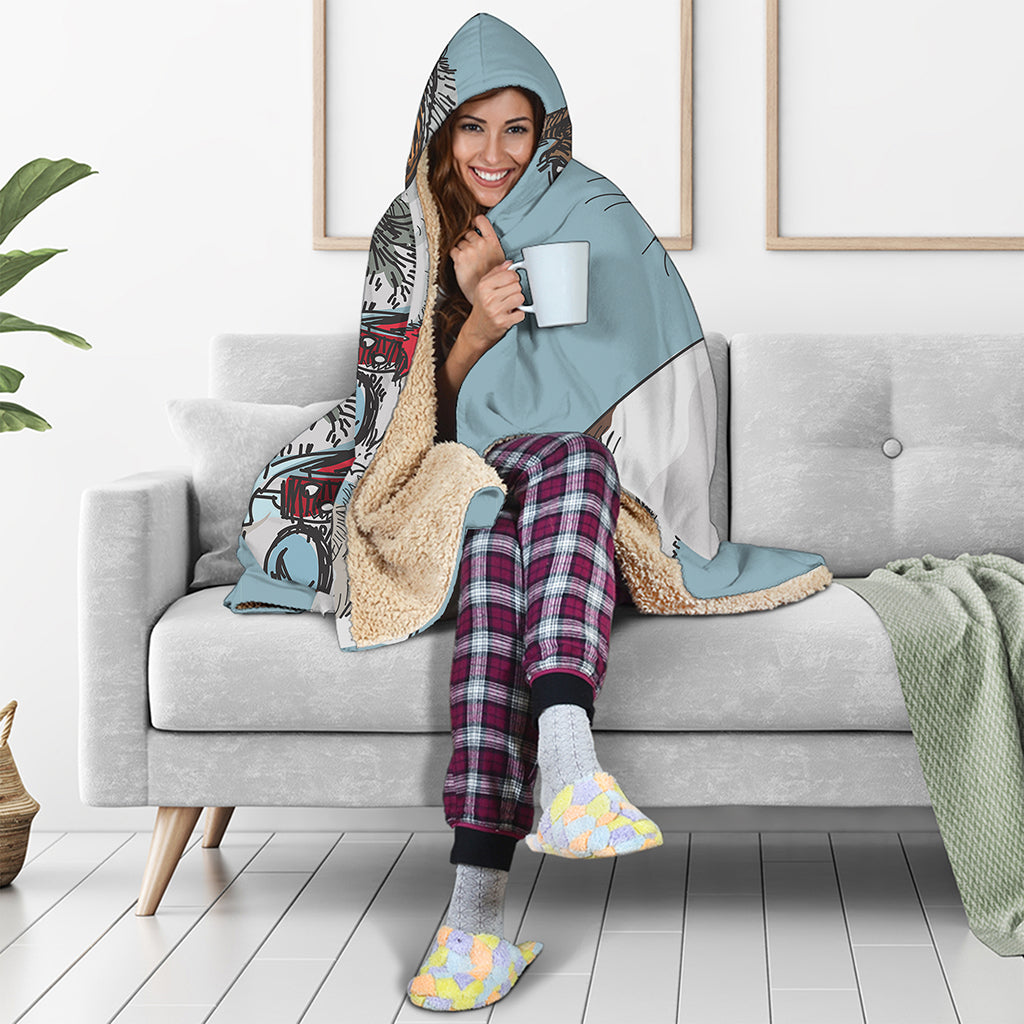Drawing Jack Russell Terrier Print Hooded Blanket