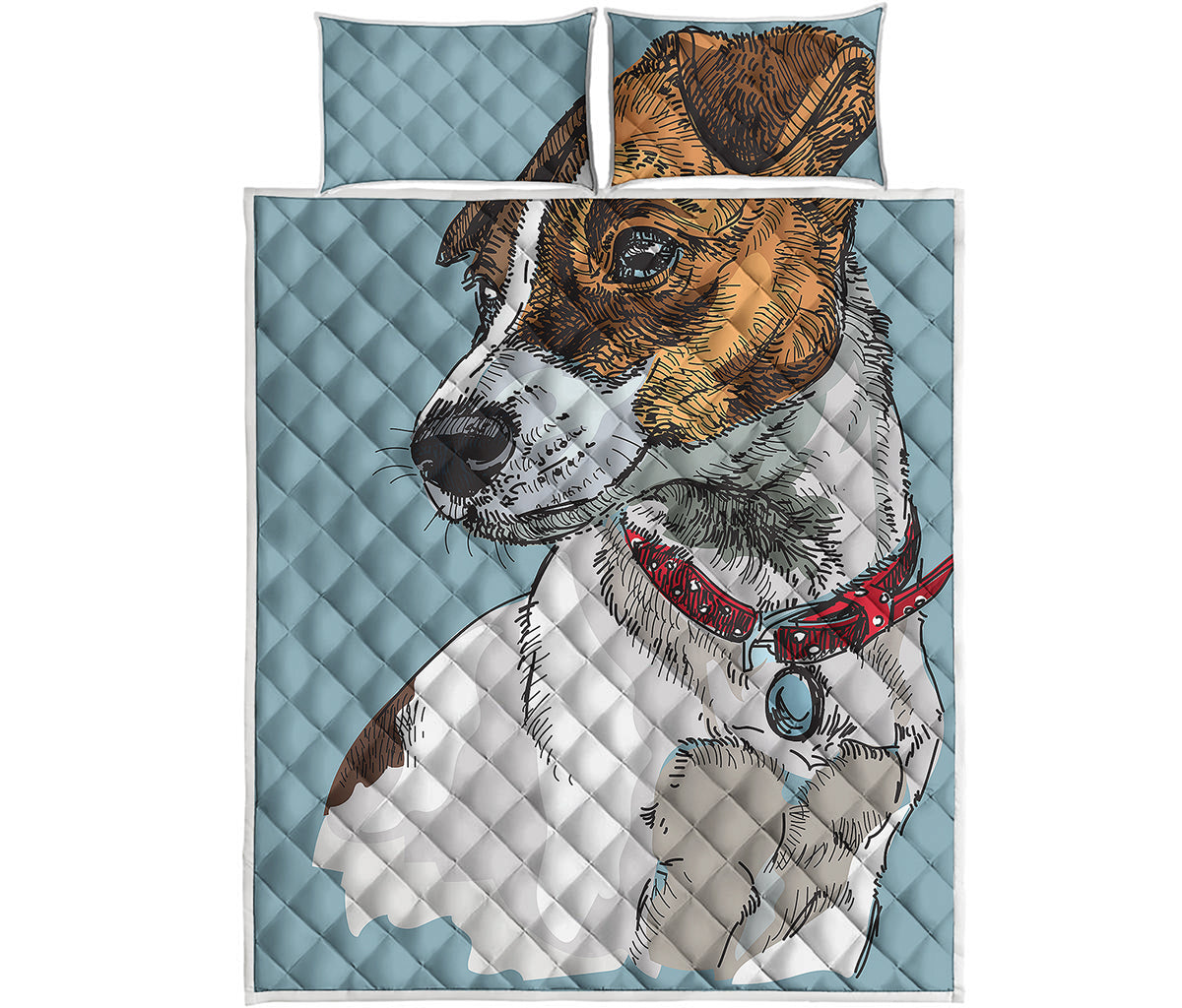 Drawing Jack Russell Terrier Print Quilt Bed Set