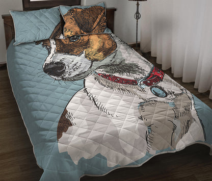 Drawing Jack Russell Terrier Print Quilt Bed Set