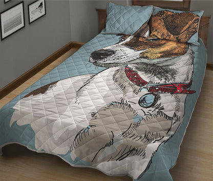 Drawing Jack Russell Terrier Print Quilt Bed Set