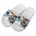 Drawing Jack Russell Terrier Print White Slide Sandals