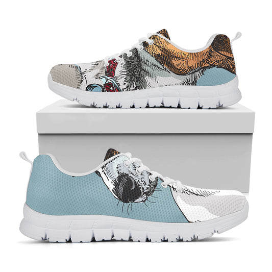 Drawing Jack Russell Terrier Print White Sneakers