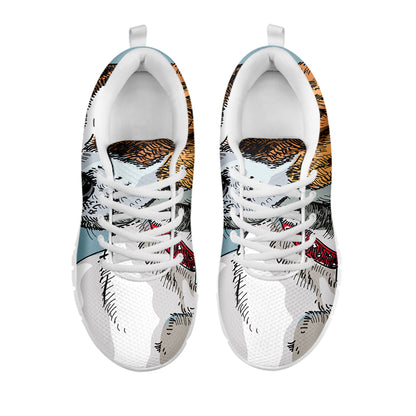 Drawing Jack Russell Terrier Print White Sneakers