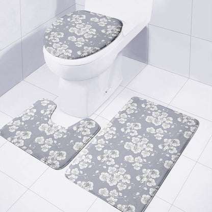 Drawing Orchid Pattern Print 3 Piece Bath Mat Set