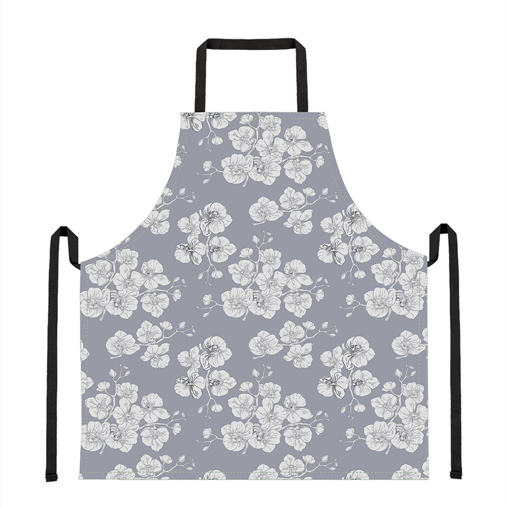 Drawing Orchid Pattern Print Apron