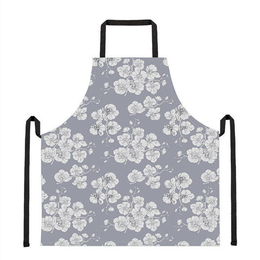 Drawing Orchid Pattern Print Apron