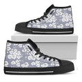 Drawing Orchid Pattern Print Black High Top Sneakers