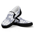 Drawing Orchid Pattern Print Black Slip On Sneakers