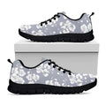 Drawing Orchid Pattern Print Black Running Shoes
