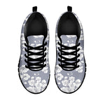 Drawing Orchid Pattern Print Black Sneakers