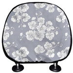 Drawing Orchid Pattern Print Car Headrest Covers