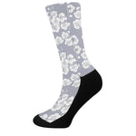 Drawing Orchid Pattern Print Crew Socks