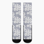Drawing Orchid Pattern Print Crew Socks