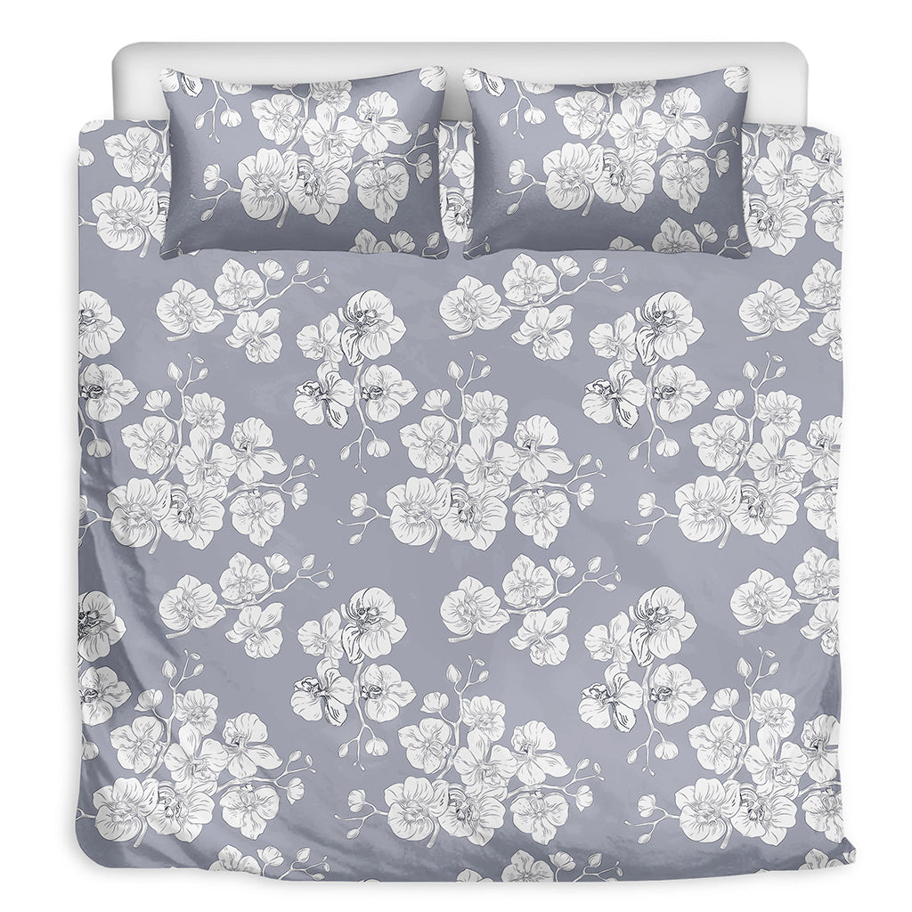 Drawing Orchid Pattern Print Duvet Cover Bedding Set