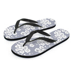 Drawing Orchid Pattern Print Flip Flops