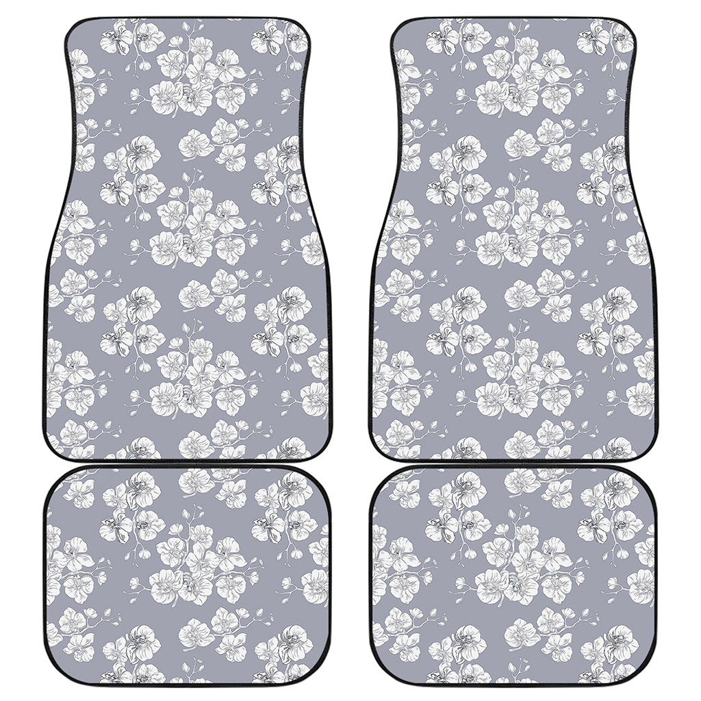 Drawing Orchid Pattern Print Front and Back Car Floor Mats