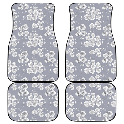 Drawing Orchid Pattern Print Front and Back Car Floor Mats