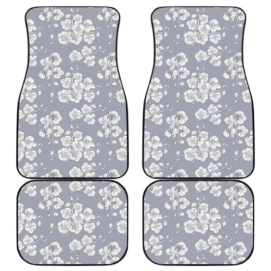 Drawing Orchid Pattern Print Front and Back Car Floor Mats