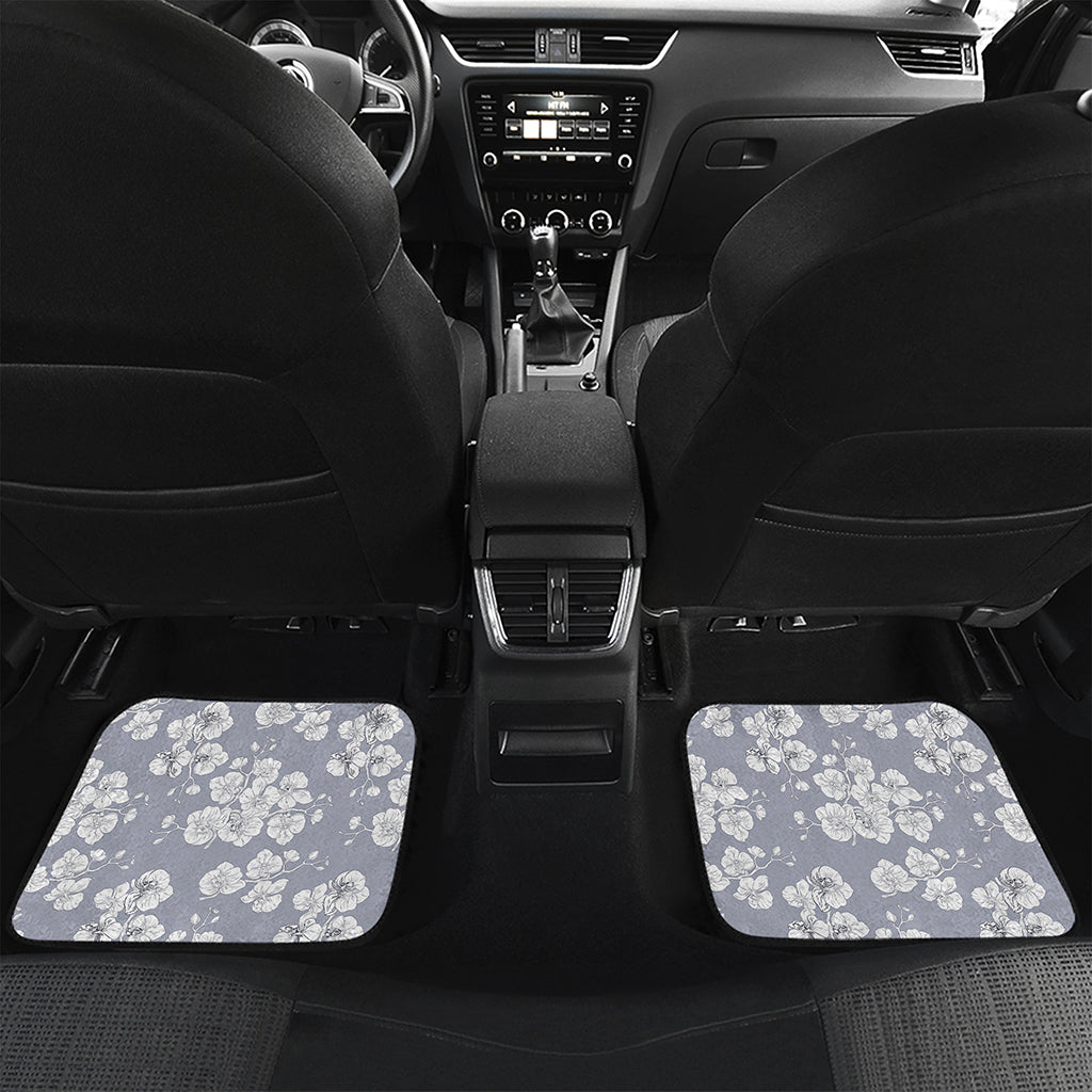 Drawing Orchid Pattern Print Front and Back Car Floor Mats