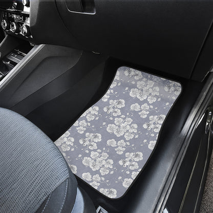 Drawing Orchid Pattern Print Front and Back Car Floor Mats