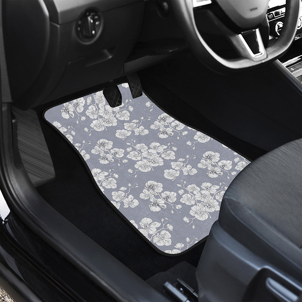 Drawing Orchid Pattern Print Front Car Floor Mats
