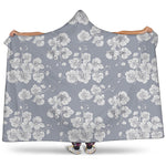 Drawing Orchid Pattern Print Hooded Blanket