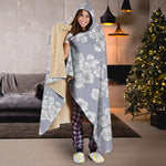Drawing Orchid Pattern Print Hooded Blanket