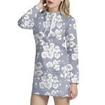 Drawing Orchid Pattern Print Hoodie Dress