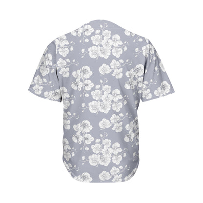 Drawing Orchid Pattern Print Men's Baseball Jersey